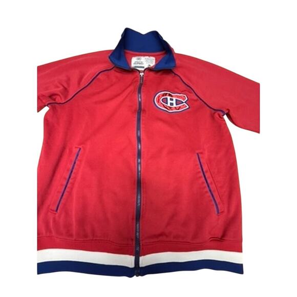 "CCM" Vintage RARE!! Montreal Canadians Zip Up Red,White & Blue Jacket SZ L MINT - Picture 2 of 12